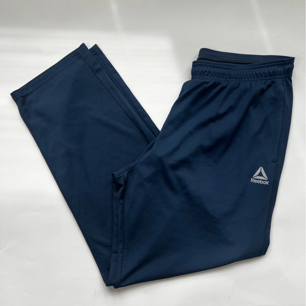 Reebok Men's Navy Blue Athletic Workout Track Pants Y2K Blockecore Gym Workout